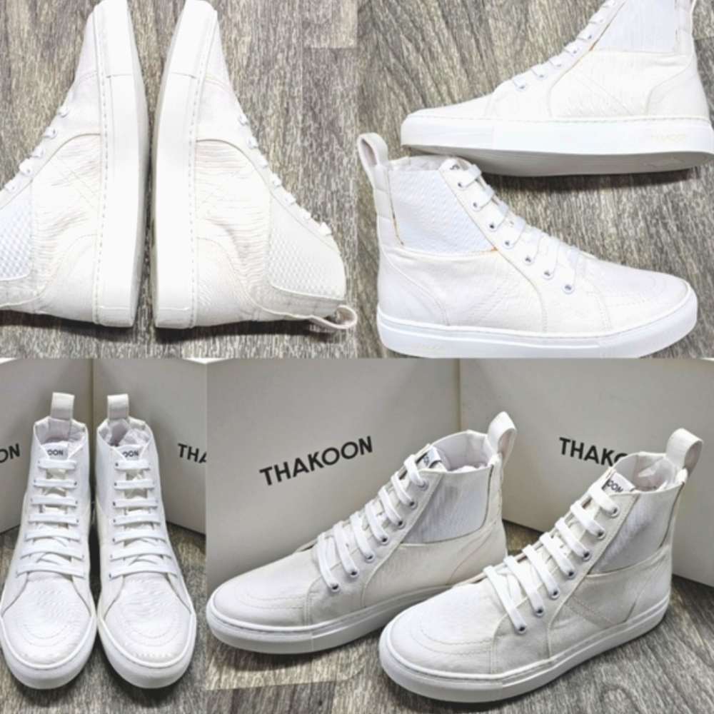 Thakoon White Elastic Pull On Lace High-Top Sneakers - Picture 7 of 11